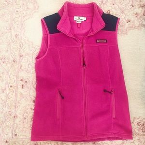Vineyard Vines Fleece Hot Pink & Navy Vest Small